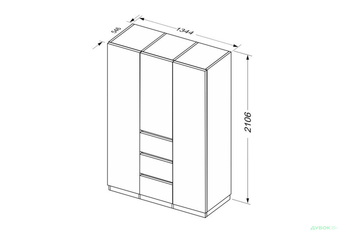 Изображение 7 - Шкаф МироМарк Дуо 3-хдверный с 3 ящиками 134,4 см белый супермат, антрацит
