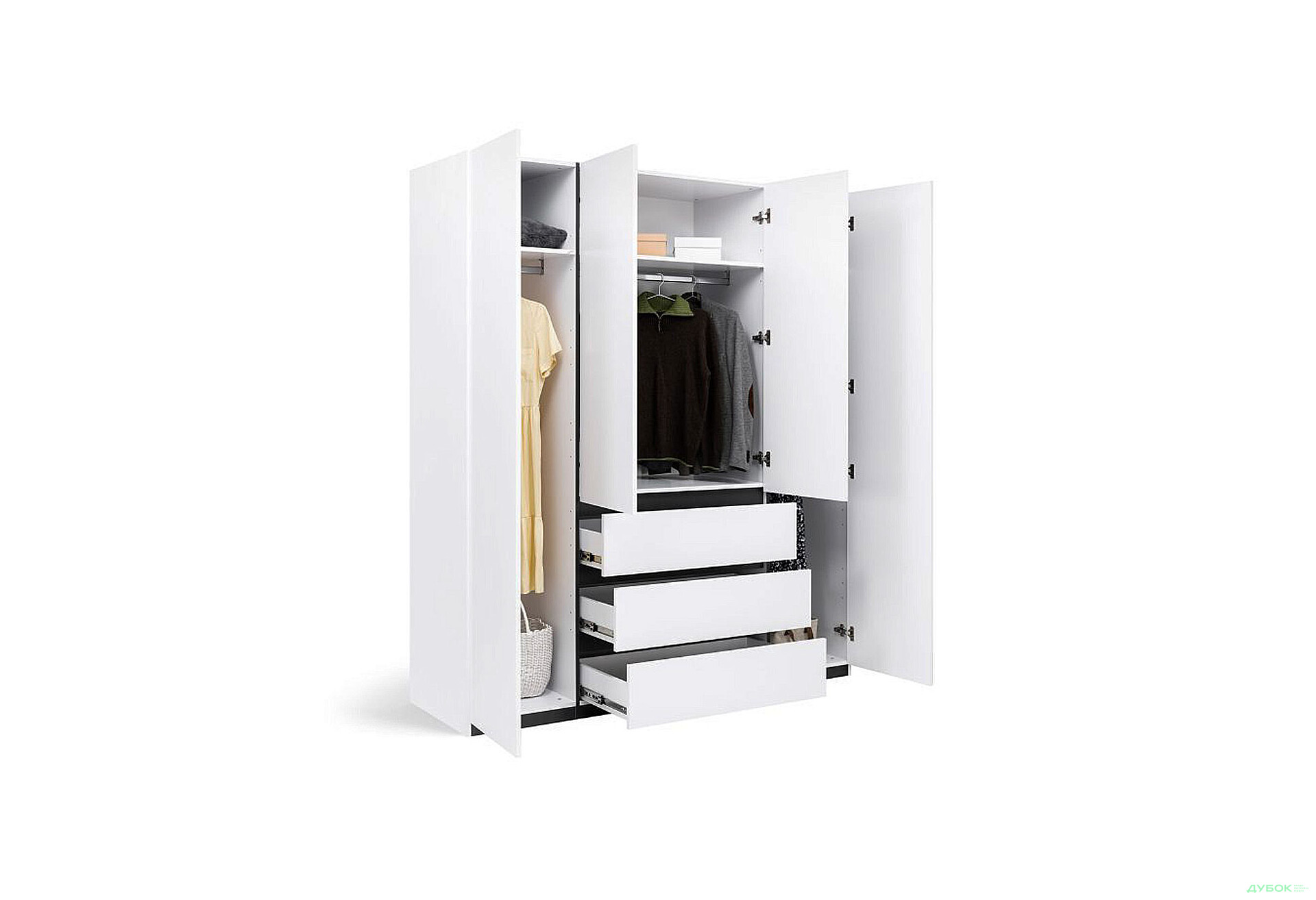 Изображение 3 - Шкаф МироМарк Дуо 4-хдверный с 3 ящиками 179,2 см белый супермат, антрацит