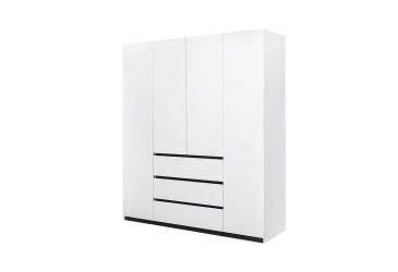 Шкаф 4дв 3шх без зеркал белый супермат, антрацит