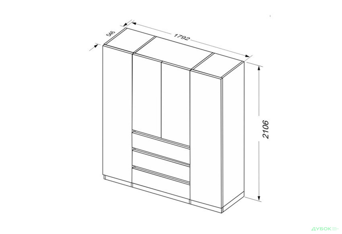 Изображение 7 - Шкаф МироМарк Дуо 4-хдверный с 3 ящиками 179,2 см белый супермат, антрацит