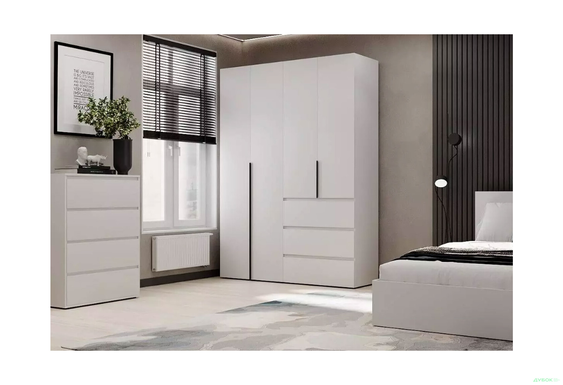 Зображення 2 - Шафа Art In Head Light / Лайт 4-дверна з 3 шухлядами 160 см, білий діамант