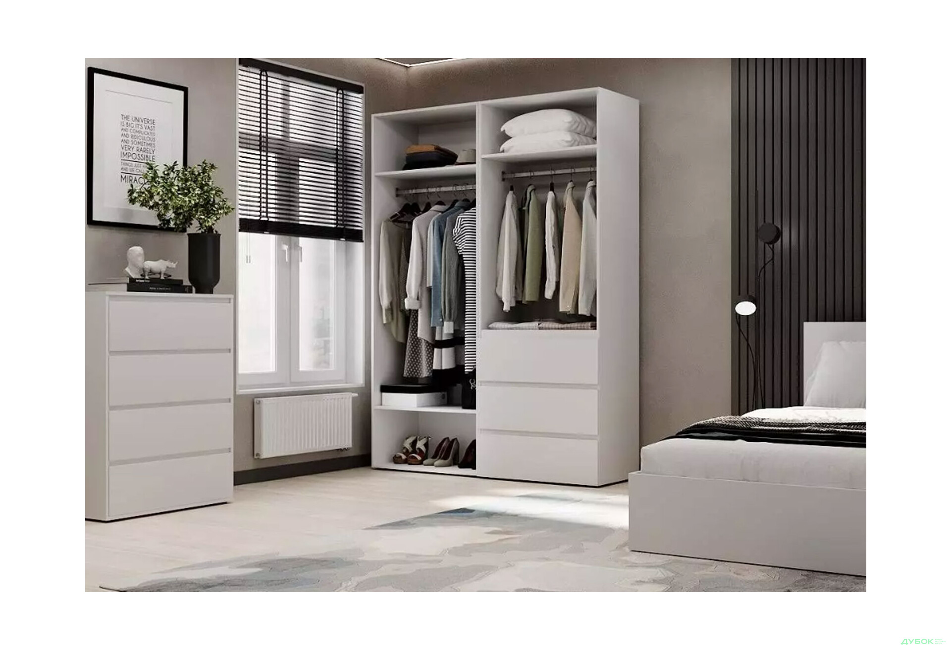 Зображення 3 - Шафа Art In Head Light / Лайт 4-дверна з 3 шухлядами 160 см, білий діамант