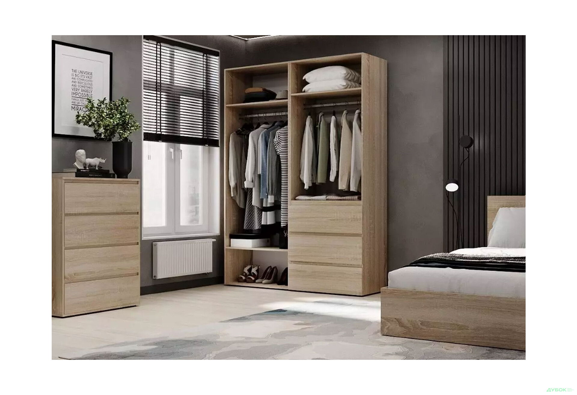 Зображення 3 - Шафа Art In Head Light / Лайт 4-дверна з 3 шухлядами 160 см, дуб сонома