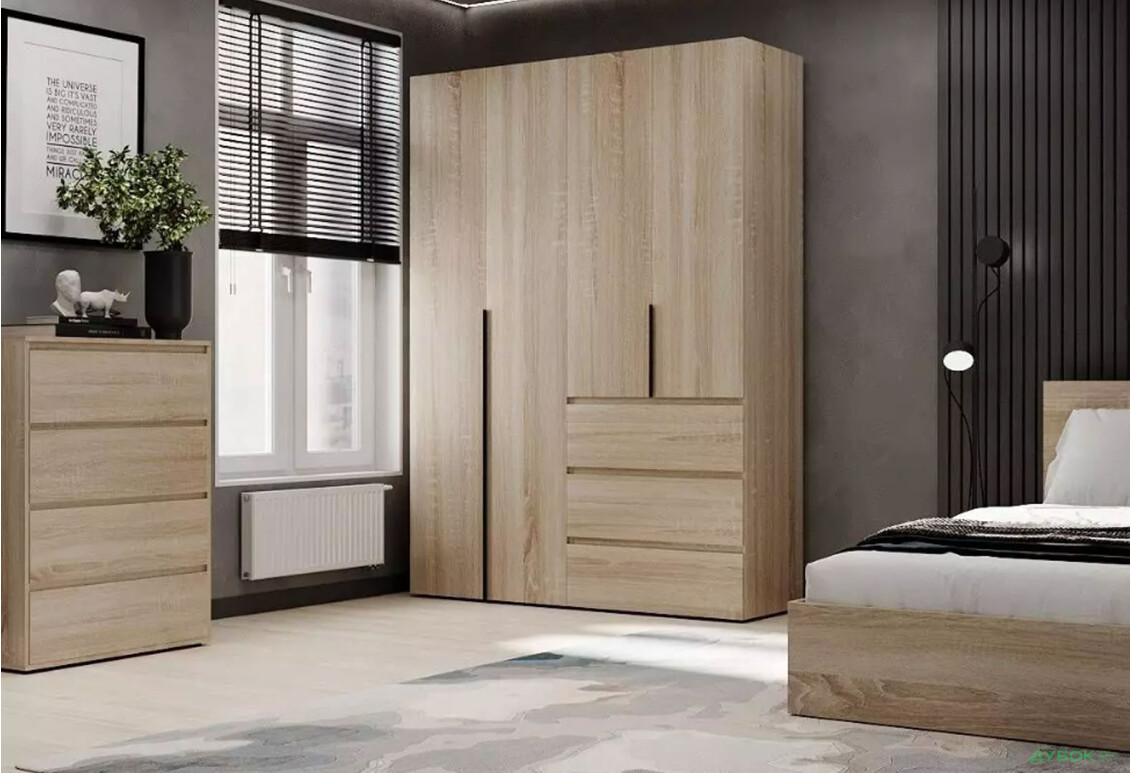 Зображення 2 - Шафа Art In Head Light / Лайт 4-дверна з 3 шухлядами 160 см, дуб сонома