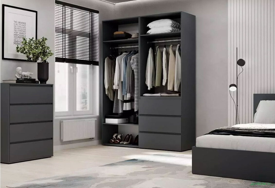 Зображення 3 - Шафа Art In Head Light / Лайт 4-дверна з 3 шухлядами 160 см, графіт