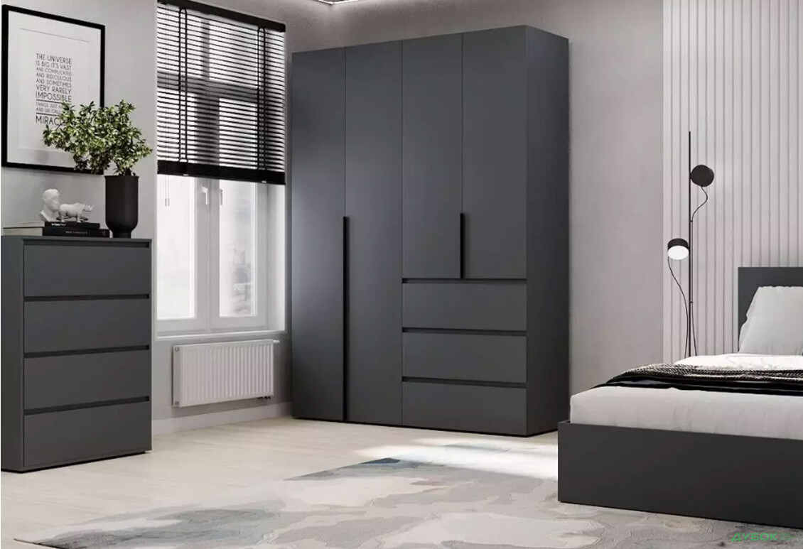 Зображення 2 - Шафа Art In Head Light / Лайт 4-дверна з 3 шухлядами 160 см, графіт