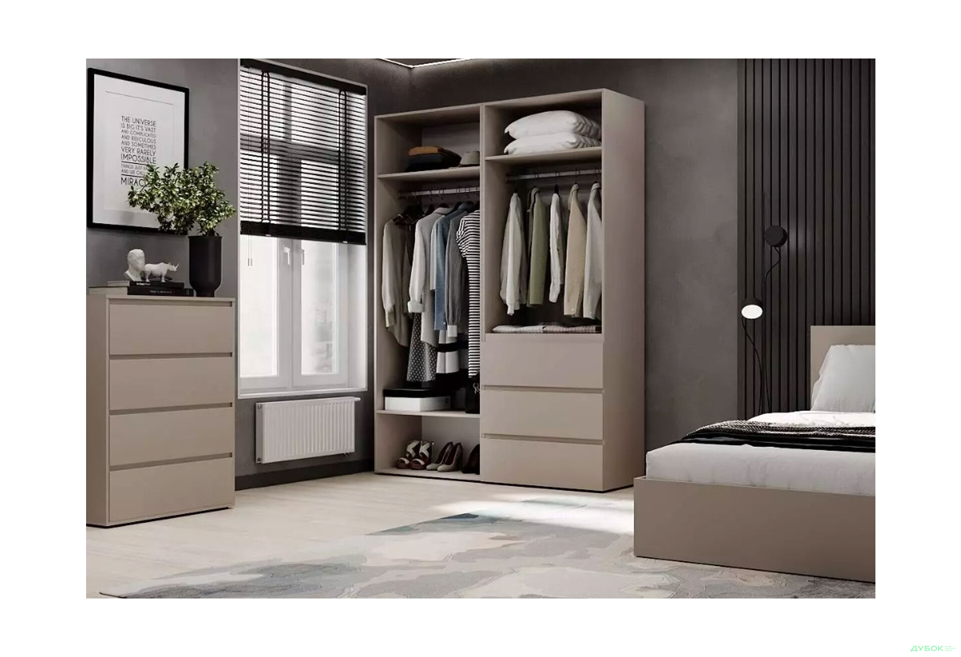 Изображение 3 - Шкаф Art In Head Light / Лайт 4-дверный с 3 ящиками 160 см, кашемир