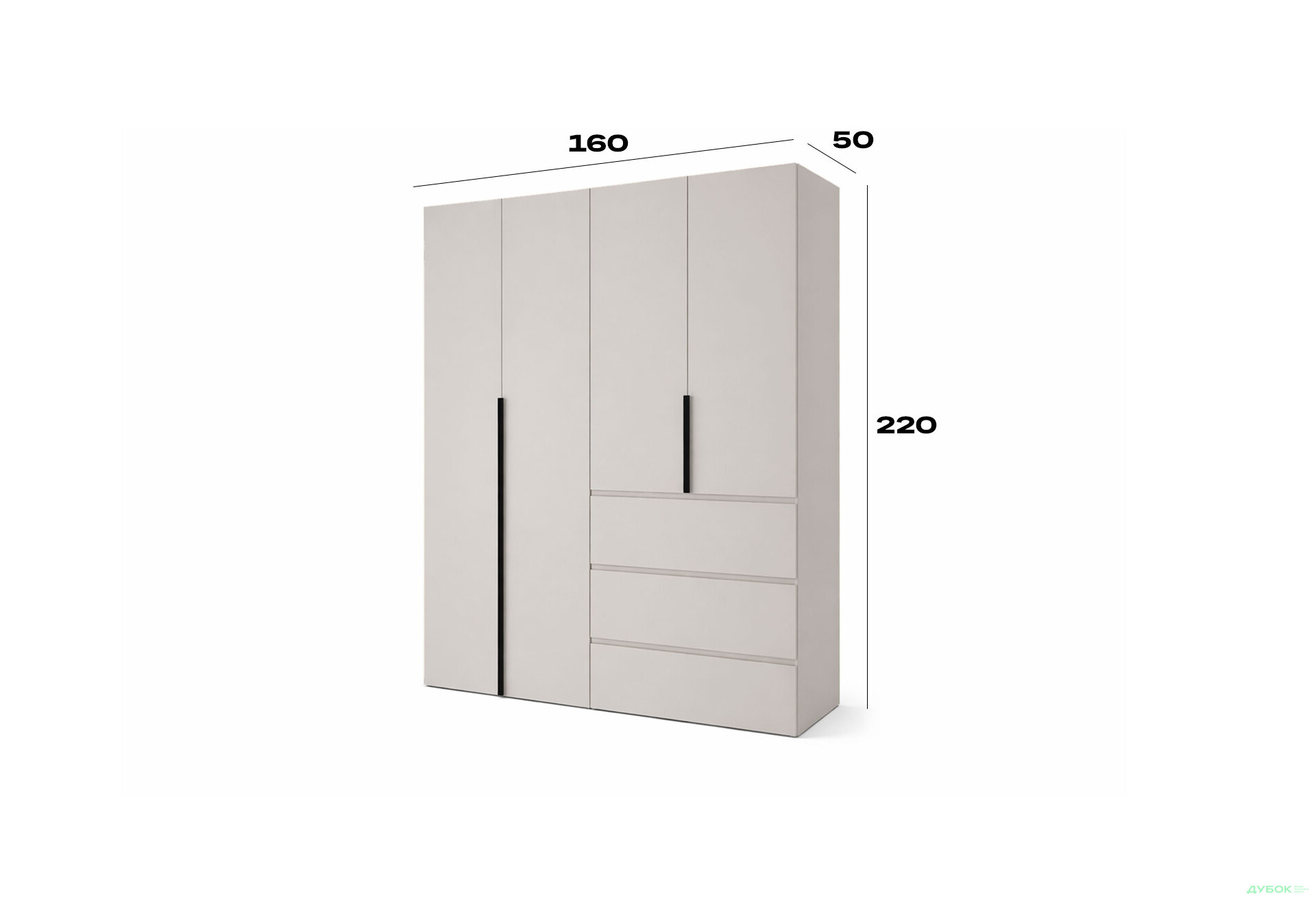 Изображение 6 - Шкаф Art In Head Light / Лайт 4-дверный с 3 ящиками 160 см, кашемир