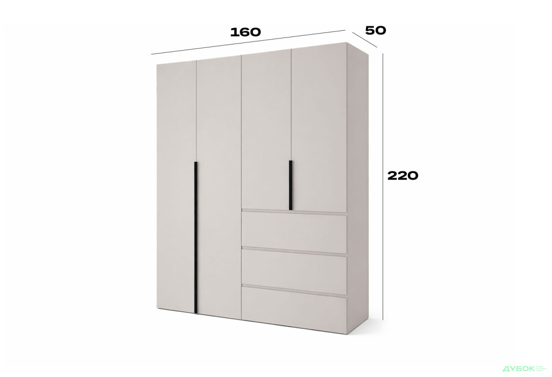 Изображение 6 - Шкаф Art In Head Light / Лайт 4-дверный с 3 ящиками 160 см, кашемир