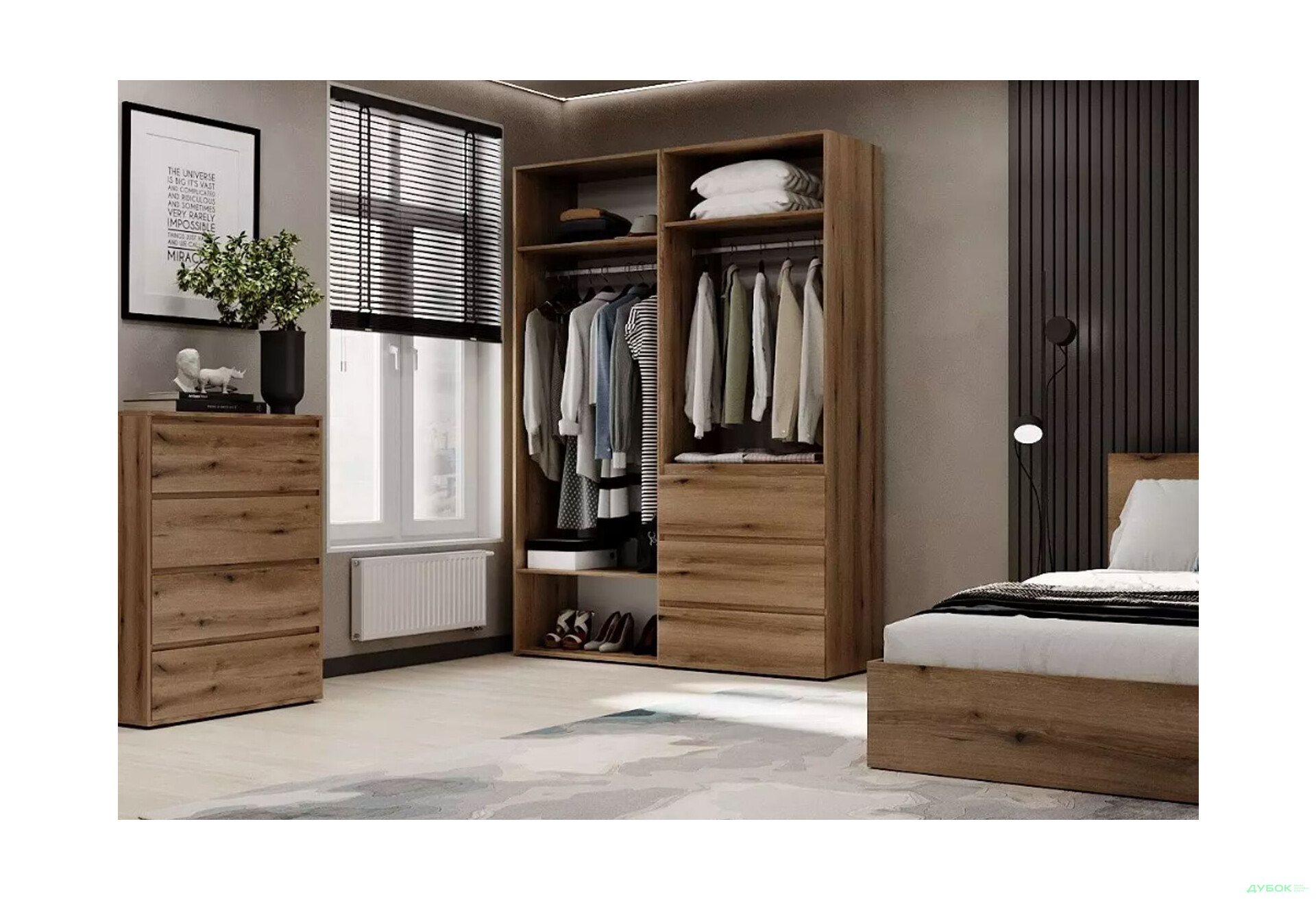 Зображення 3 - Шафа Art In Head Light / Лайт 4-дверна з 3 шухлядами 160 см, дуб евок