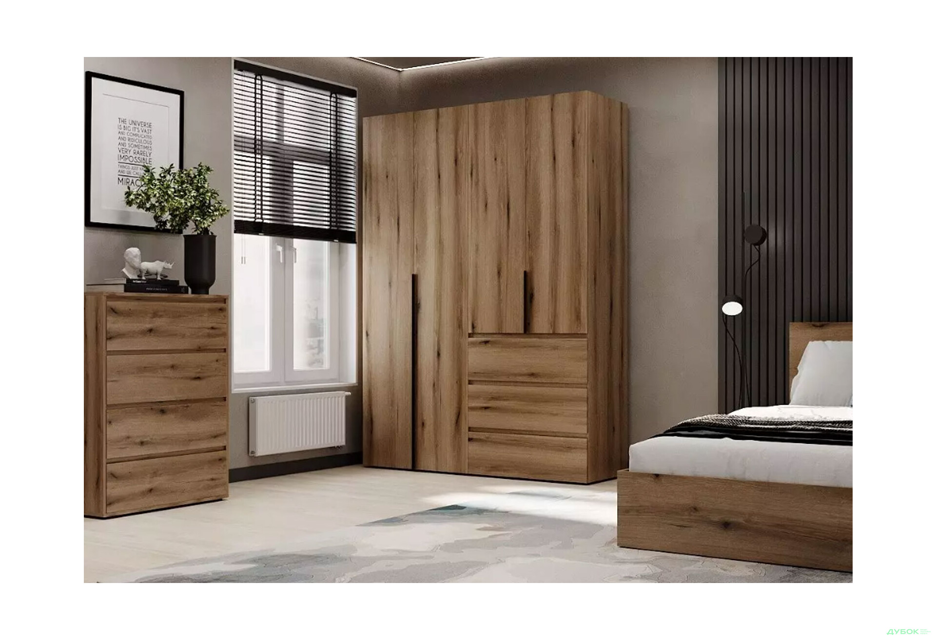 Зображення 2 - Шафа Art In Head Light / Лайт 4-дверна з 3 шухлядами 160 см, дуб евок