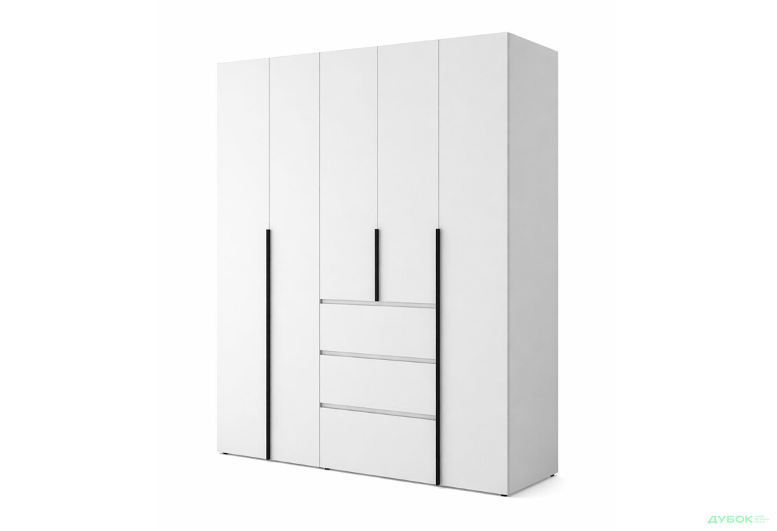 Шкаф Art In Head Light / Лайт 5-дверный с 3 ящиками 200 см, белый бриллиант