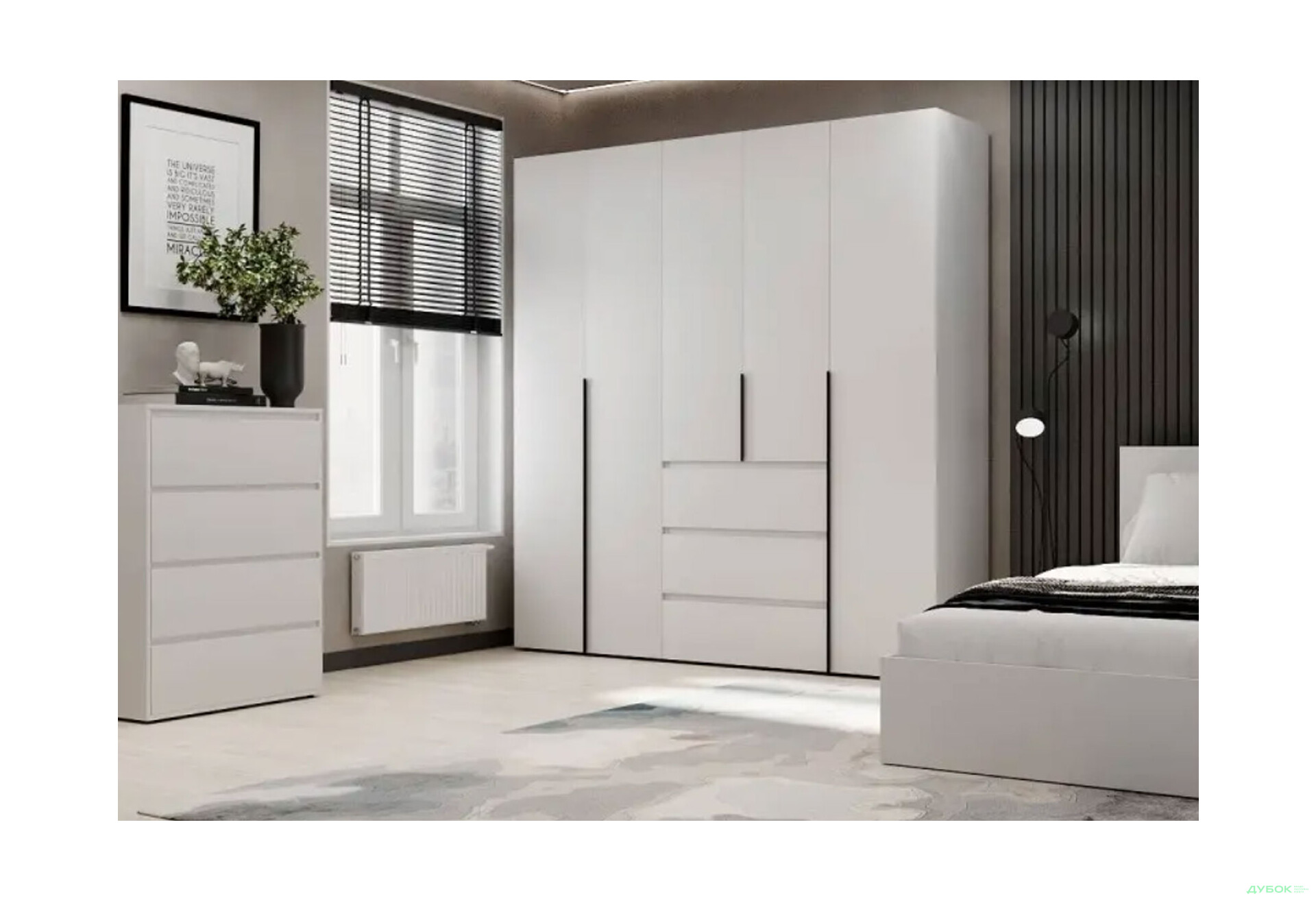 Изображение 2 - Шкаф Art In Head Light / Лайт 5-дверный с 3 ящиками 200 см, белый бриллиант