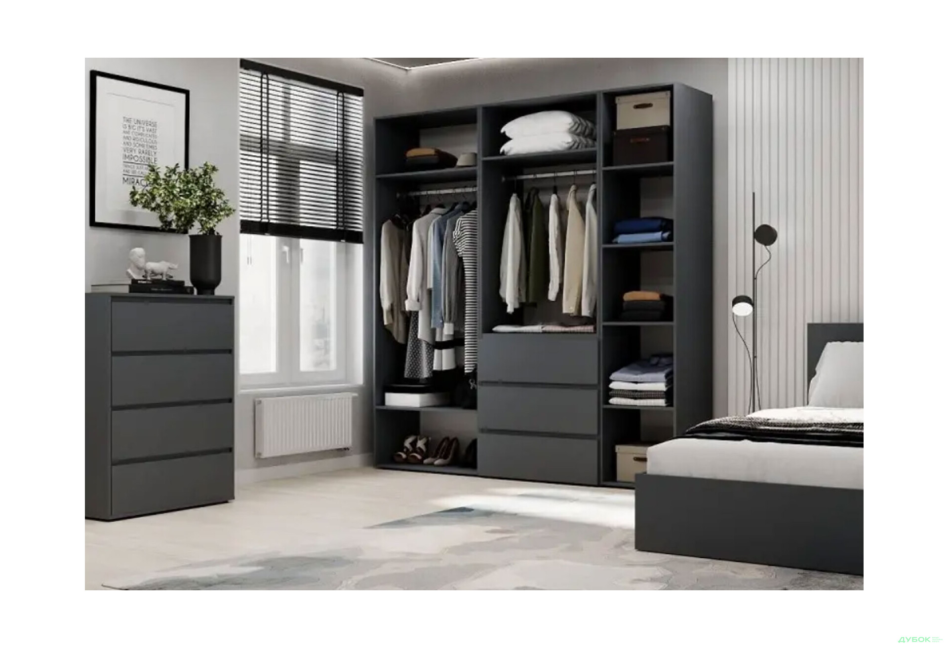 Изображение 3 - Шкаф Art In Head Light / Лайт 5-дверный с 3 ящиками 200 см, графит