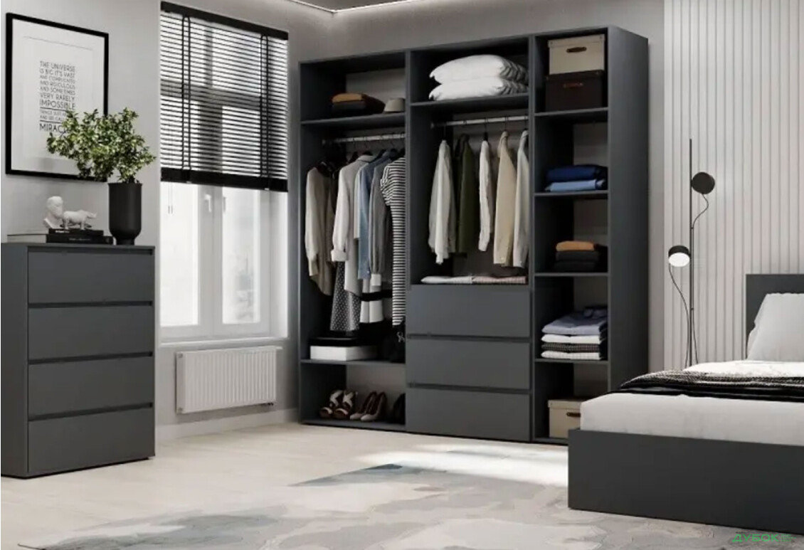 Изображение 3 - Шкаф Art In Head Light / Лайт 5-дверный с 3 ящиками 200 см, графит