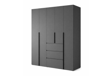 Шкаф Art In Head Light / Лайт 5-дверный с 3 ящиками 200 см, графит