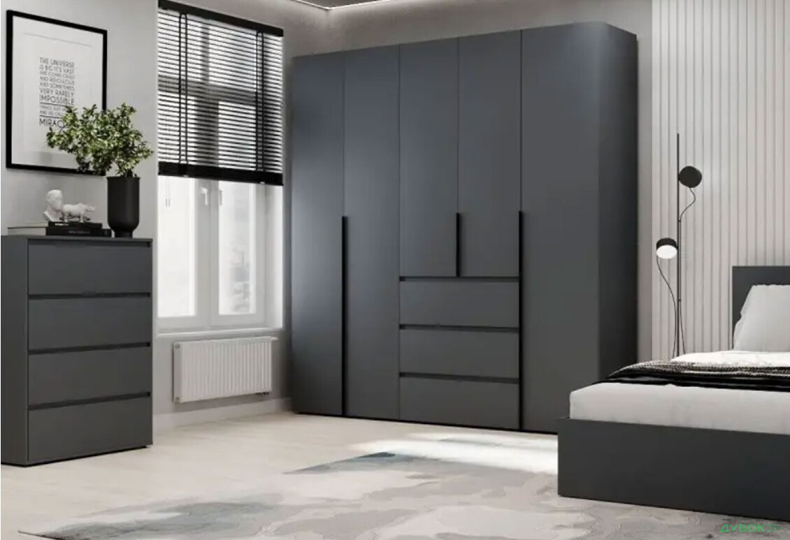 Изображение 2 - Шкаф Art In Head Light / Лайт 5-дверный с 3 ящиками 200 см, графит