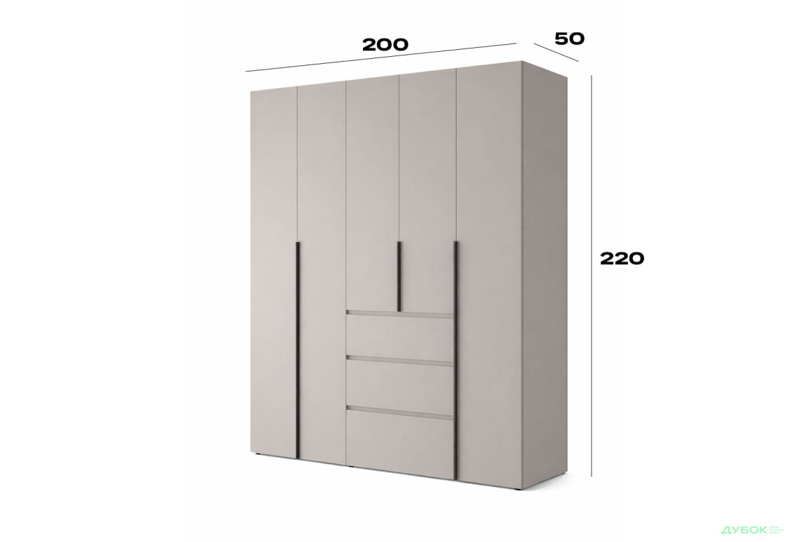 Изображение 6 - Шкаф Art In Head Light / Лайт 5-дверный с 3 ящиками 200 см, кашемир