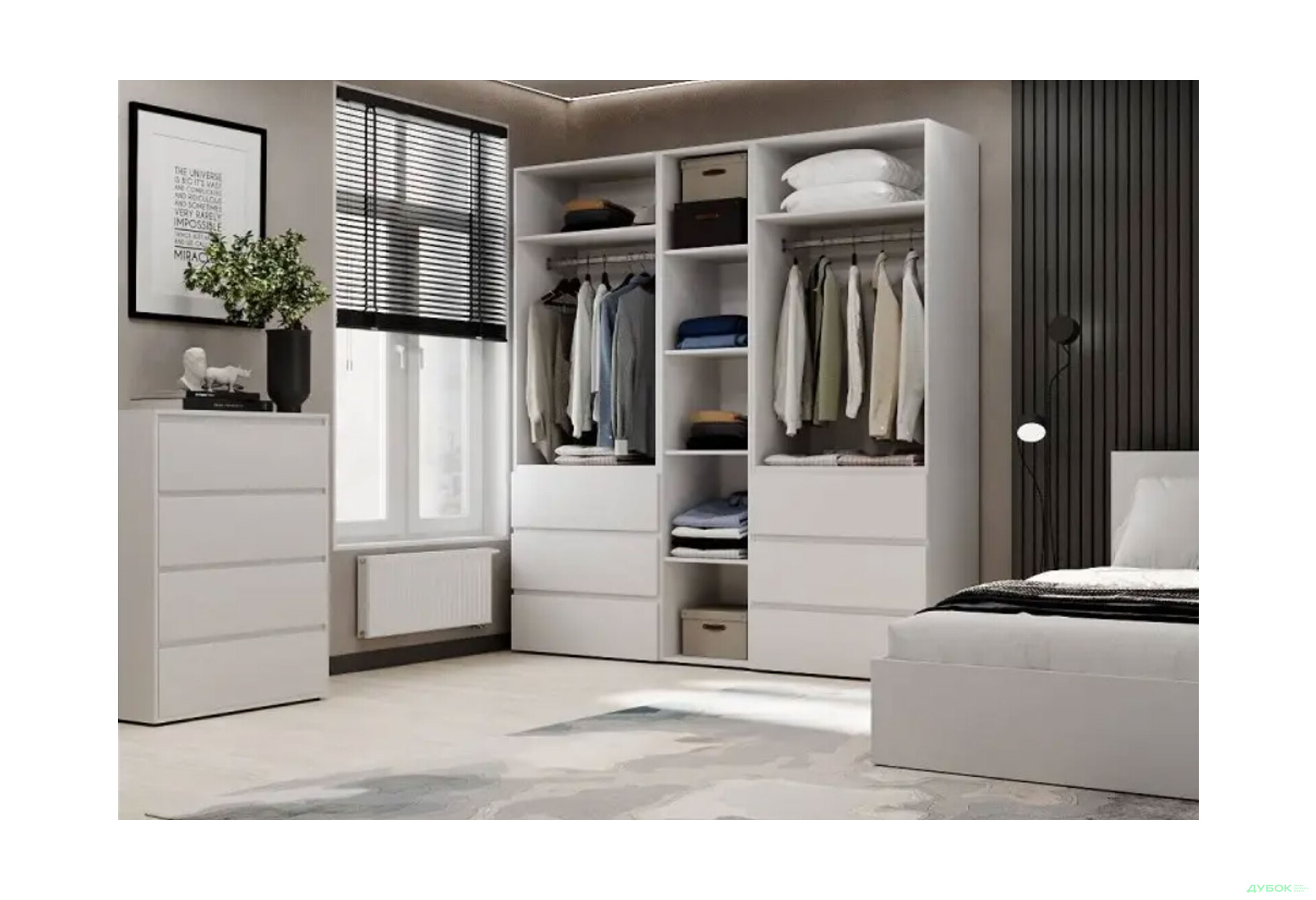 Изображение 3 - Шкаф Art In Head Light / Лайт 5-дверный с 6 ящиками 200 см, белый бриллиант