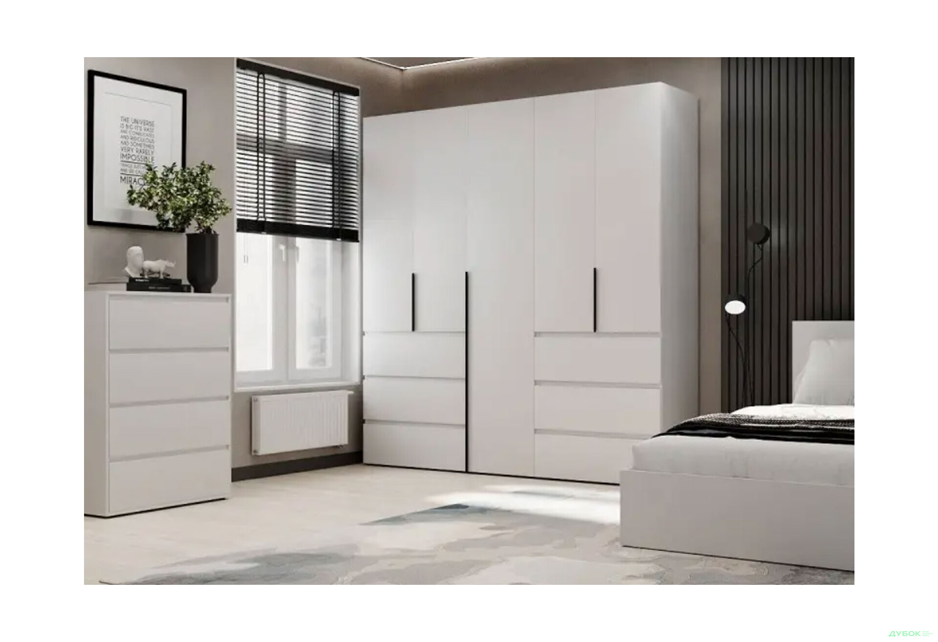 Изображение 2 - Шкаф Art In Head Light / Лайт 5-дверный с 6 ящиками 200 см, белый бриллиант