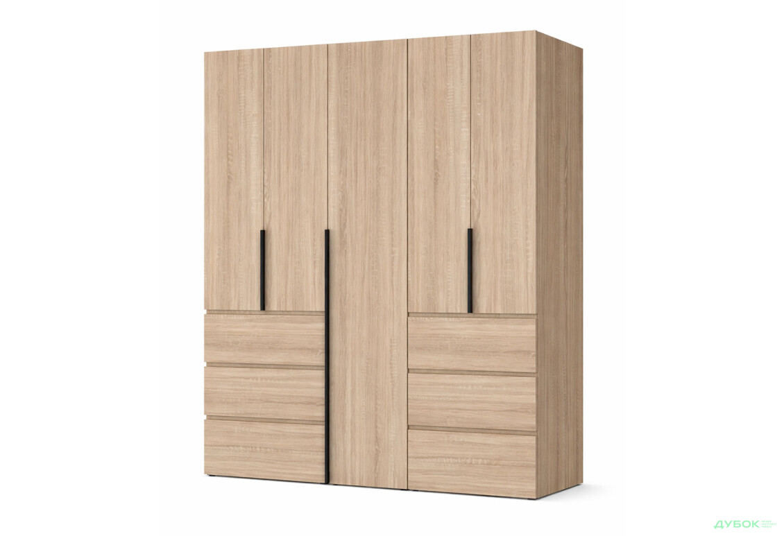 Шкаф Art In Head Light / Лайт 5-дверный с 6 ящиками 200 см, дуб сонома