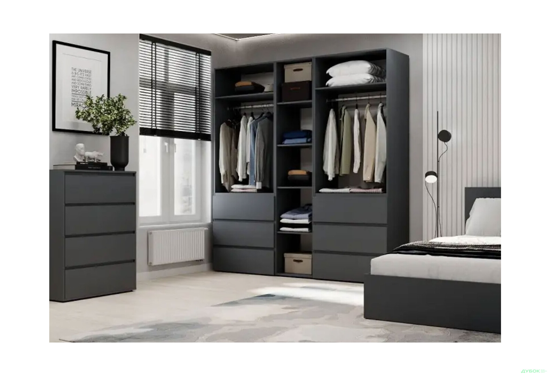 Изображение 3 - Шкаф Art In Head Light / Лайт 5-дверный с 6 ящиками 200 см, графит