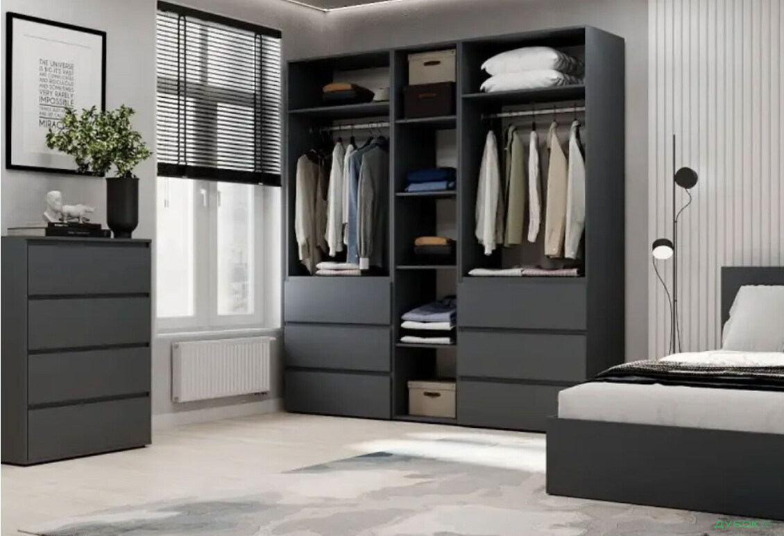 Изображение 3 - Шкаф Art In Head Light / Лайт 5-дверный с 6 ящиками 200 см, графит