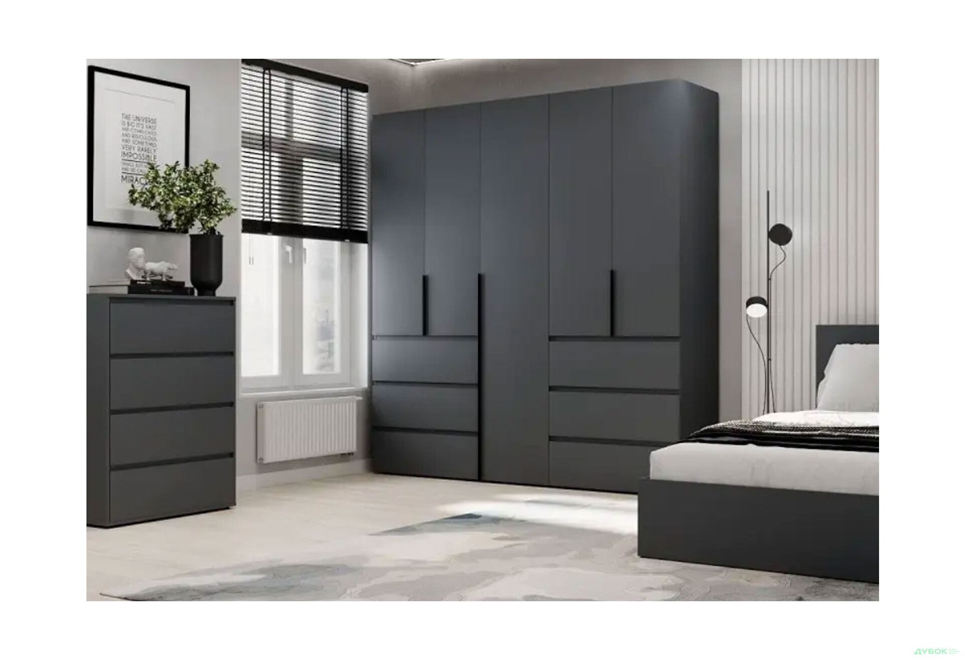 Изображение 2 - Шкаф Art In Head Light / Лайт 5-дверный с 6 ящиками 200 см, графит