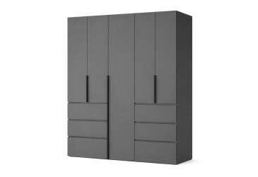 Шкаф Art In Head Light / Лайт 5-дверный с 6 ящиками 200 см, графит