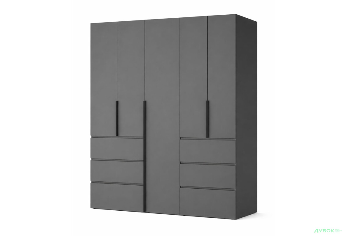 Шкаф Art In Head Light / Лайт 5-дверный с 6 ящиками 200 см, графит
