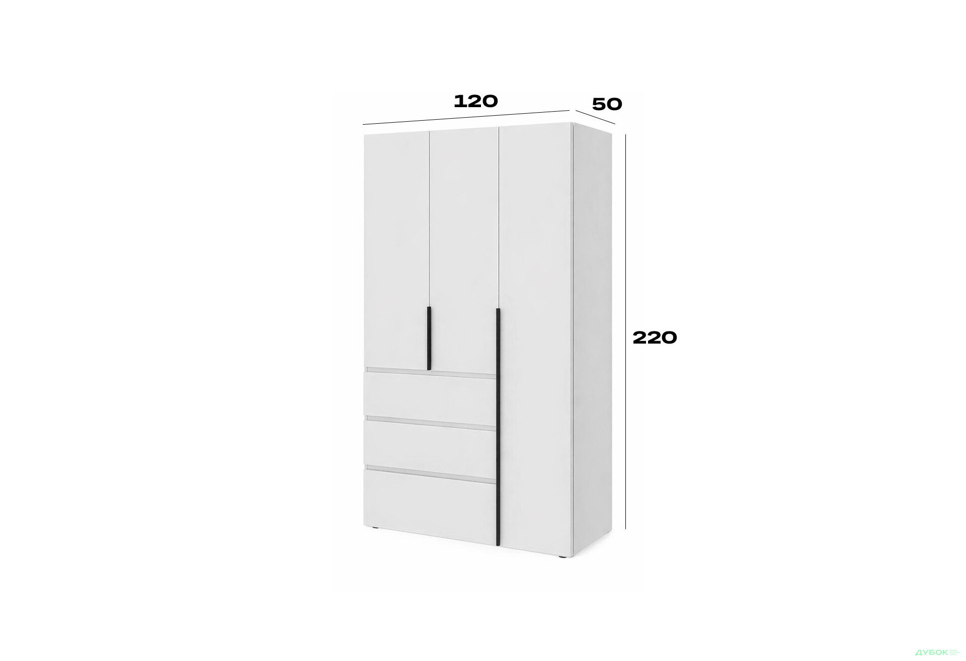 Изображение 6 - Шкаф Art In Head Light / Лайт 3-дверный с 3 ящиками 120 см, белый бриллиант