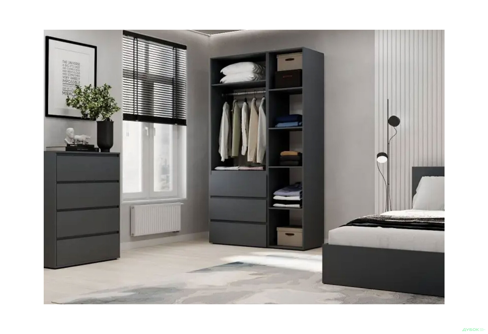 Изображение 3 - Шкаф Art In Head Light / Лайт 3-дверный с 3 ящиками 120 см, графит