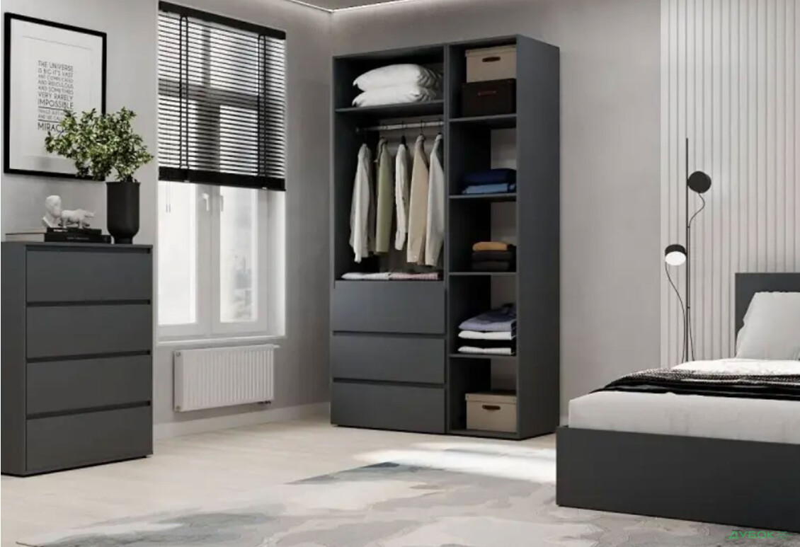 Изображение 3 - Шкаф Art In Head Light / Лайт 3-дверный с 3 ящиками 120 см, графит