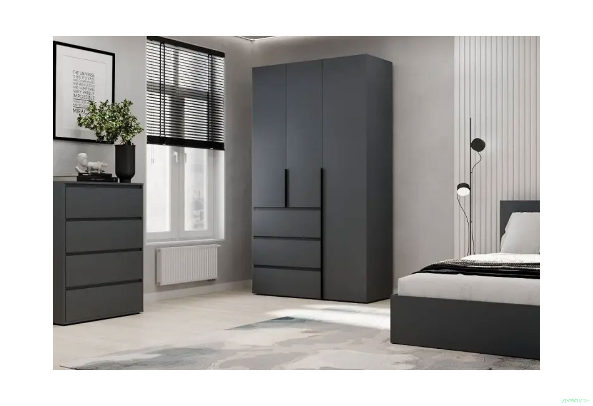 Изображение 2 - Шкаф Art In Head Light / Лайт 3-дверный с 3 ящиками 120 см, графит