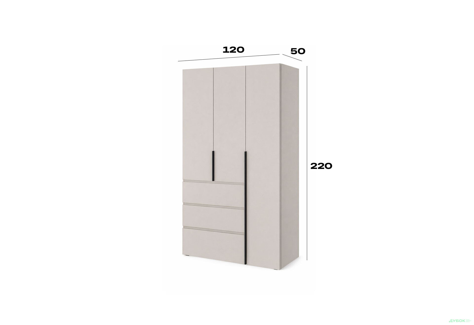 Изображение 6 - Шкаф Art In Head Light / Лайт 3-дверный с 3 ящиками 120 см, кашемир