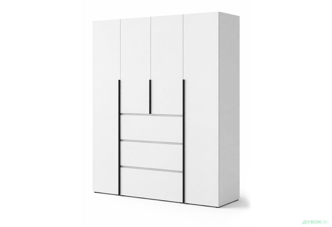 Шкаф Art In Head Light / Лайт 4-дверный с 3 ящиками 160 см, белый бриллиант