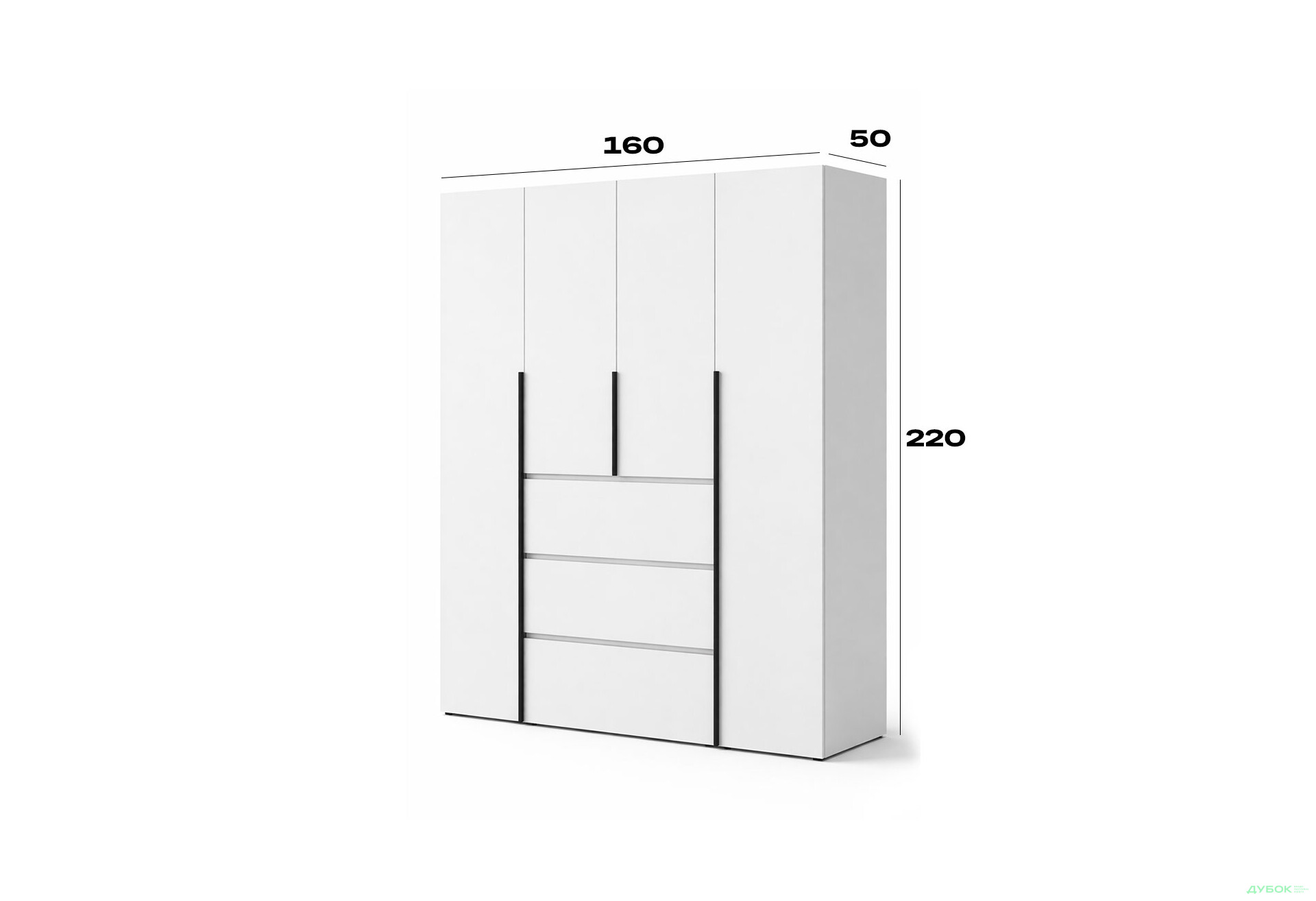 Изображение 6 - Шкаф Art In Head Light / Лайт 4-дверный с 3 ящиками 160 см, белый бриллиант