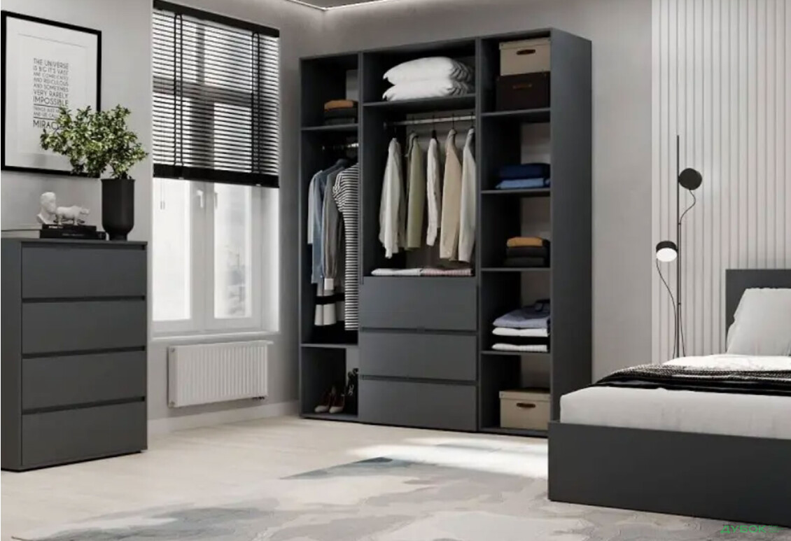 Изображение 3 - Шкаф Art In Head Light / Лайт 4-дверный с 3 ящиками 160 см, графит