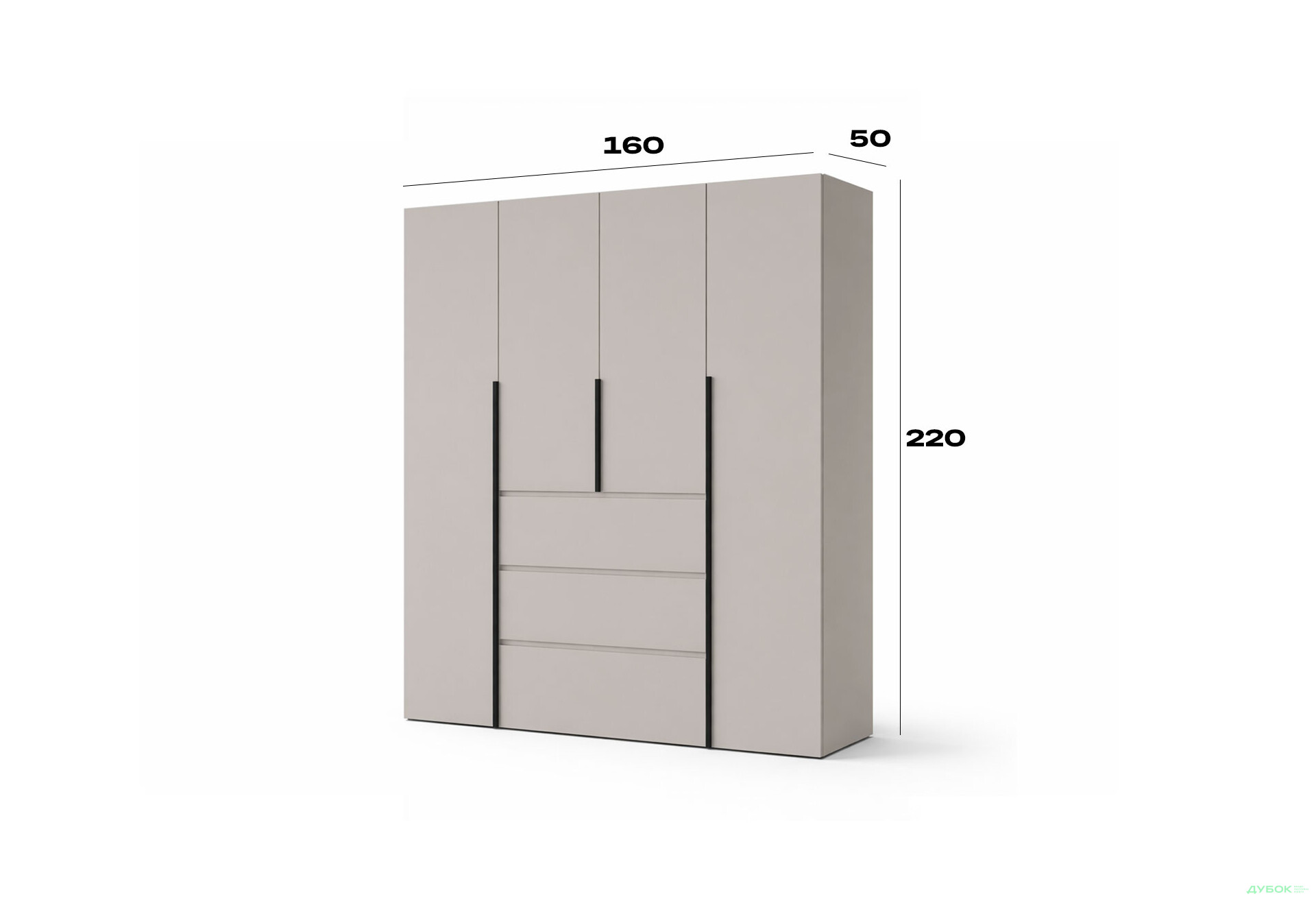 Изображение 6 - Шкаф Art In Head Light / Лайт 4-дверный с 3 ящиками 160 см, кашемир