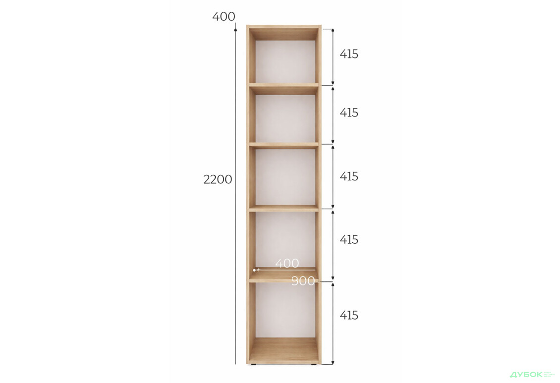 Изображение 6 - Пенал Art In Head Light/Лайт 1-дверный закрытый с полками 40 см, дуб сонома