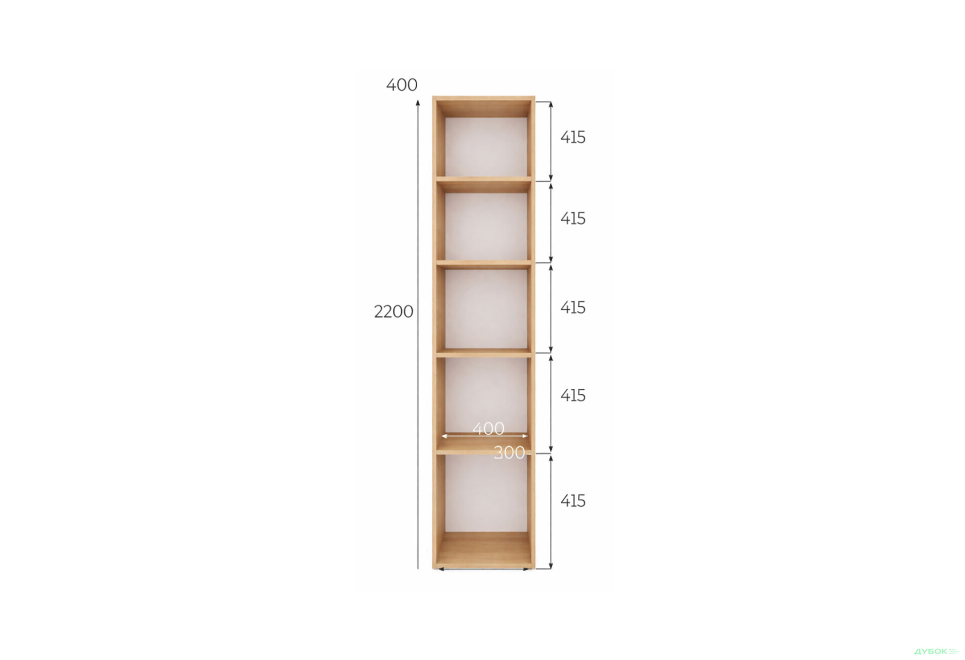 Изображение 7 - Пенал Art In Head Light/Лайт 1-дверный закрытый с полками 40 см, дуб эвок