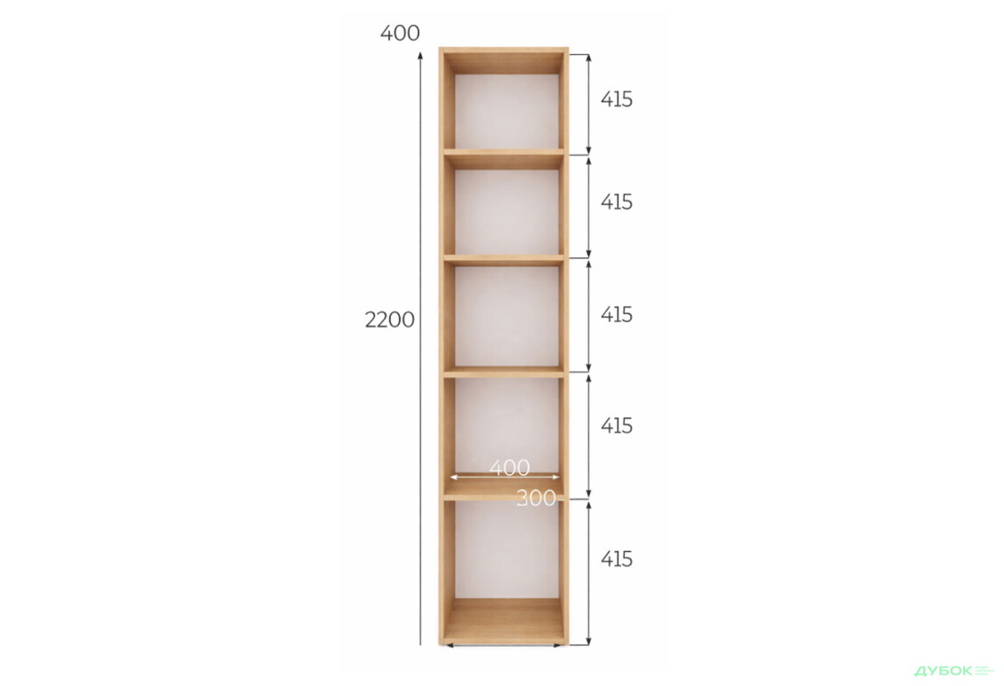 Изображение 7 - Пенал Art In Head Light/Лайт 1-дверный закрытый с полками 40 см, дуб эвок