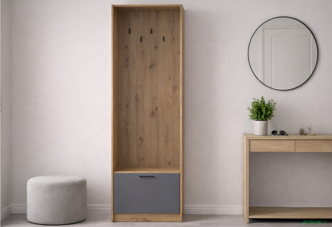 Изображение 2 - Пенал-вешалка Doros Ронди 60 см Дуб Артизан / Графит