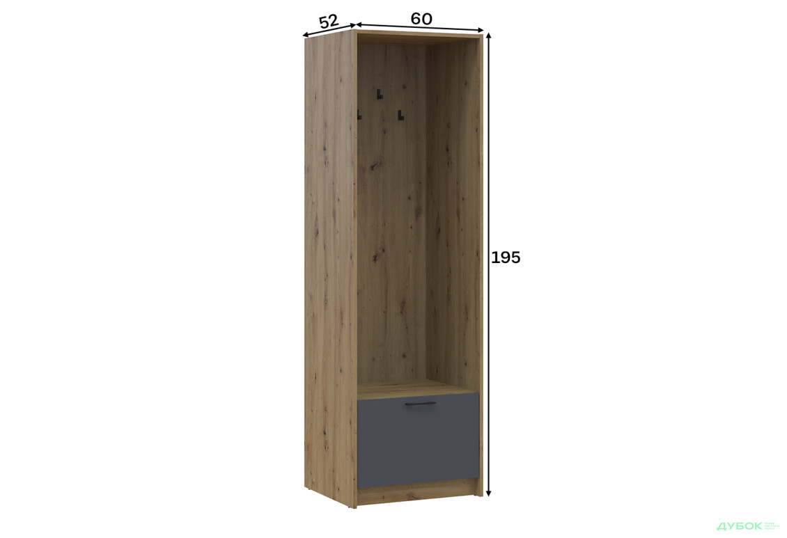 Изображение 6 - Пенал-вешалка Doros Ронди 60 см Дуб Артизан / Графит