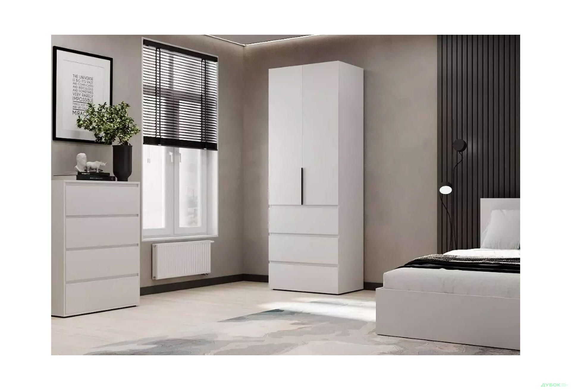 Изображение 2 - Шкаф Art In Head Light / Лайт 2-дверный с 3 ящиками 80 см, белый бриллиант