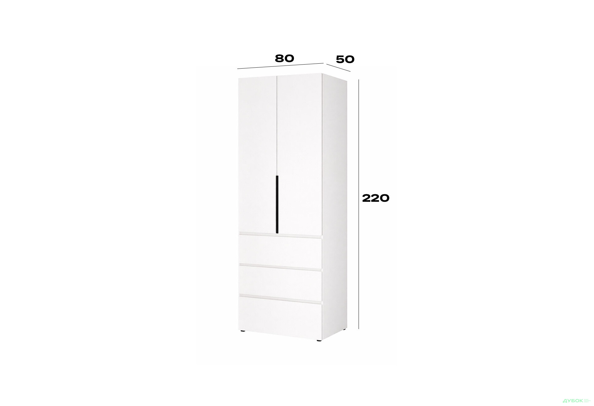 Изображение 6 - Шкаф Art In Head Light / Лайт 2-дверный с 3 ящиками 80 см, белый бриллиант