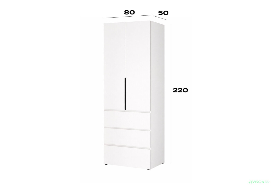 Изображение 6 - Шкаф Art In Head Light / Лайт 2-дверный с 3 ящиками 80 см, белый бриллиант