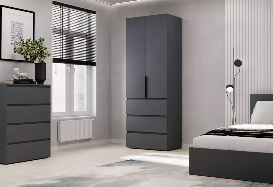 Изображение 2 - Шкаф Art In Head Light / Лайт 2-дверный с 3 ящиками 80 см, графит