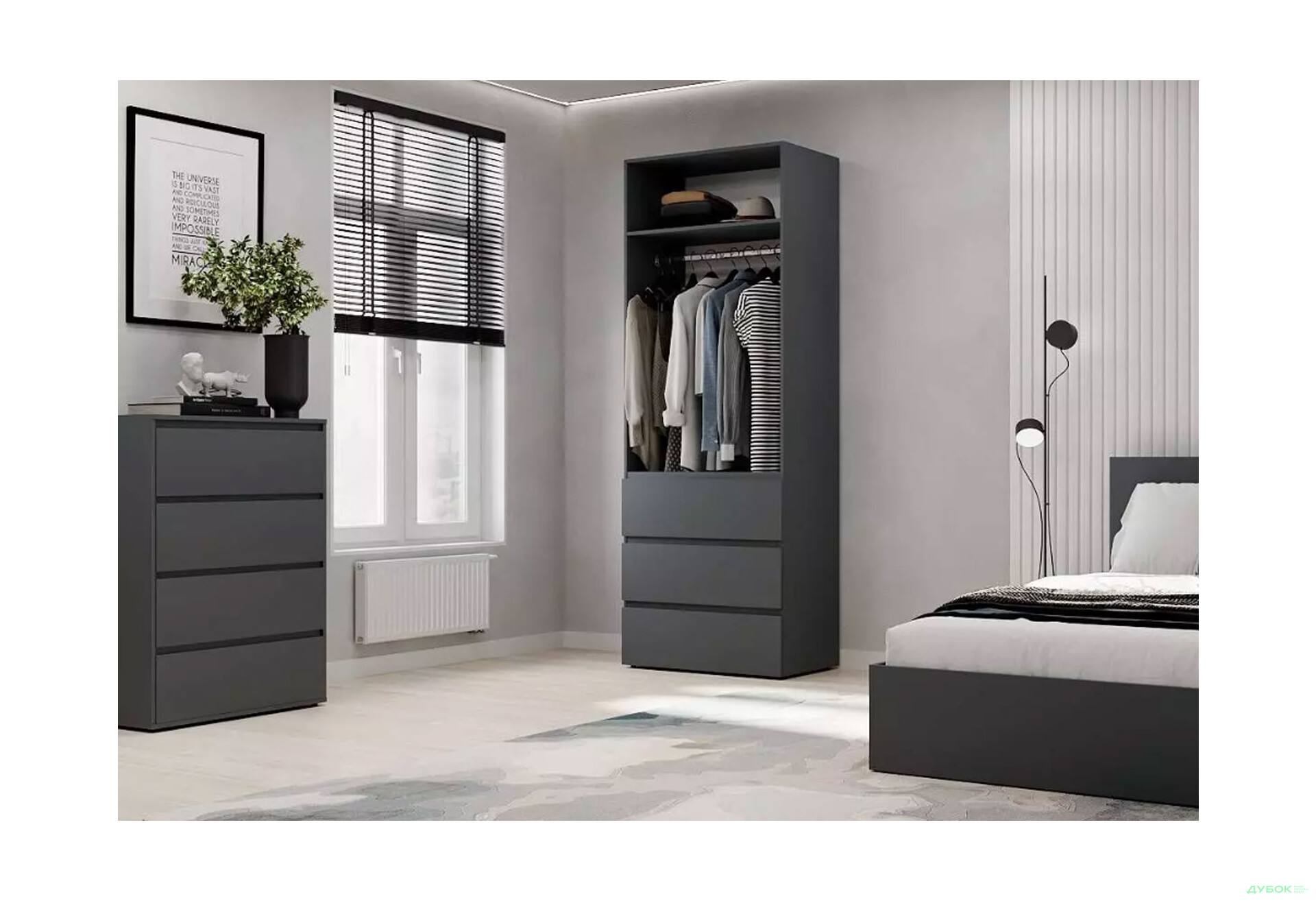 Изображение 3 - Шкаф Art In Head Light / Лайт 2-дверный с 3 ящиками 80 см, графит