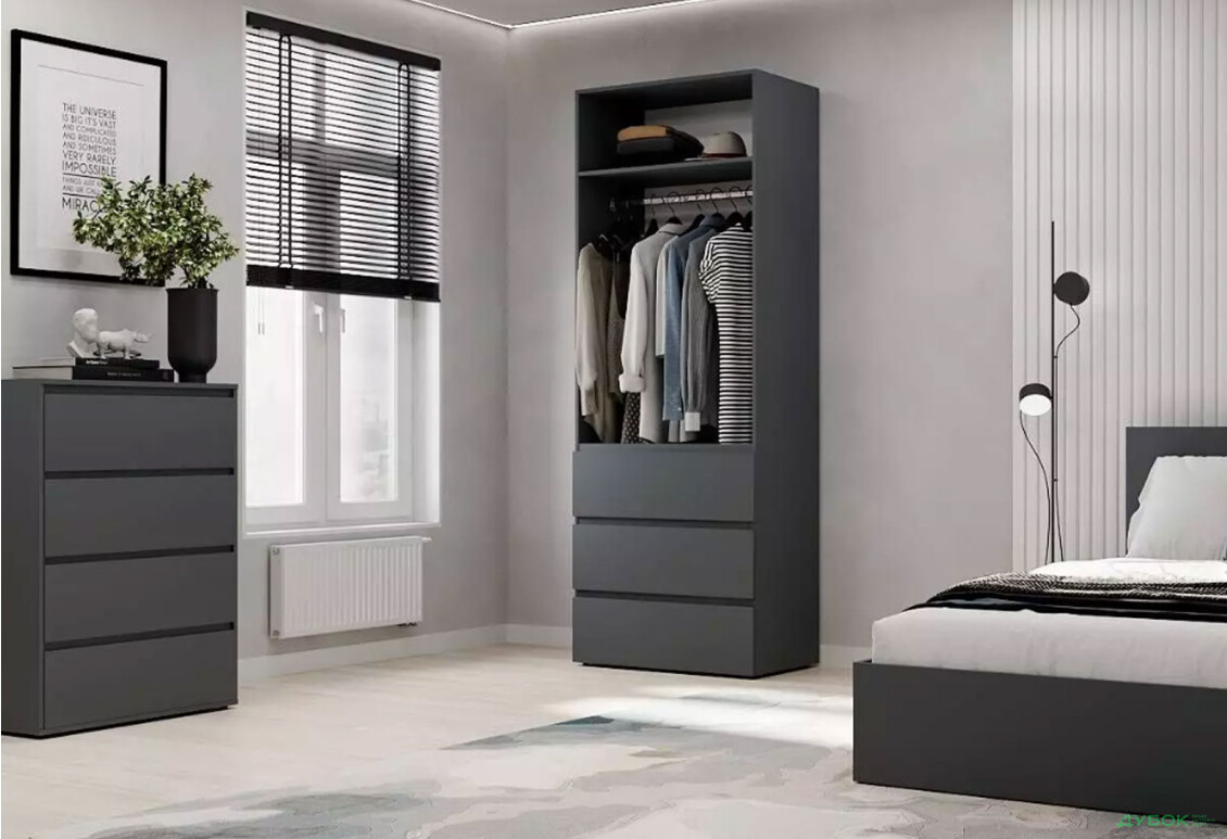 Изображение 3 - Шкаф Art In Head Light / Лайт 2-дверный с 3 ящиками 80 см, графит